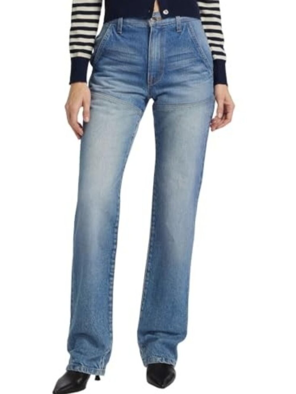 795$ Brandon Maxwell The Wyatt Two Toned Denim Jeans Size 28 Indigo Vintage Blue